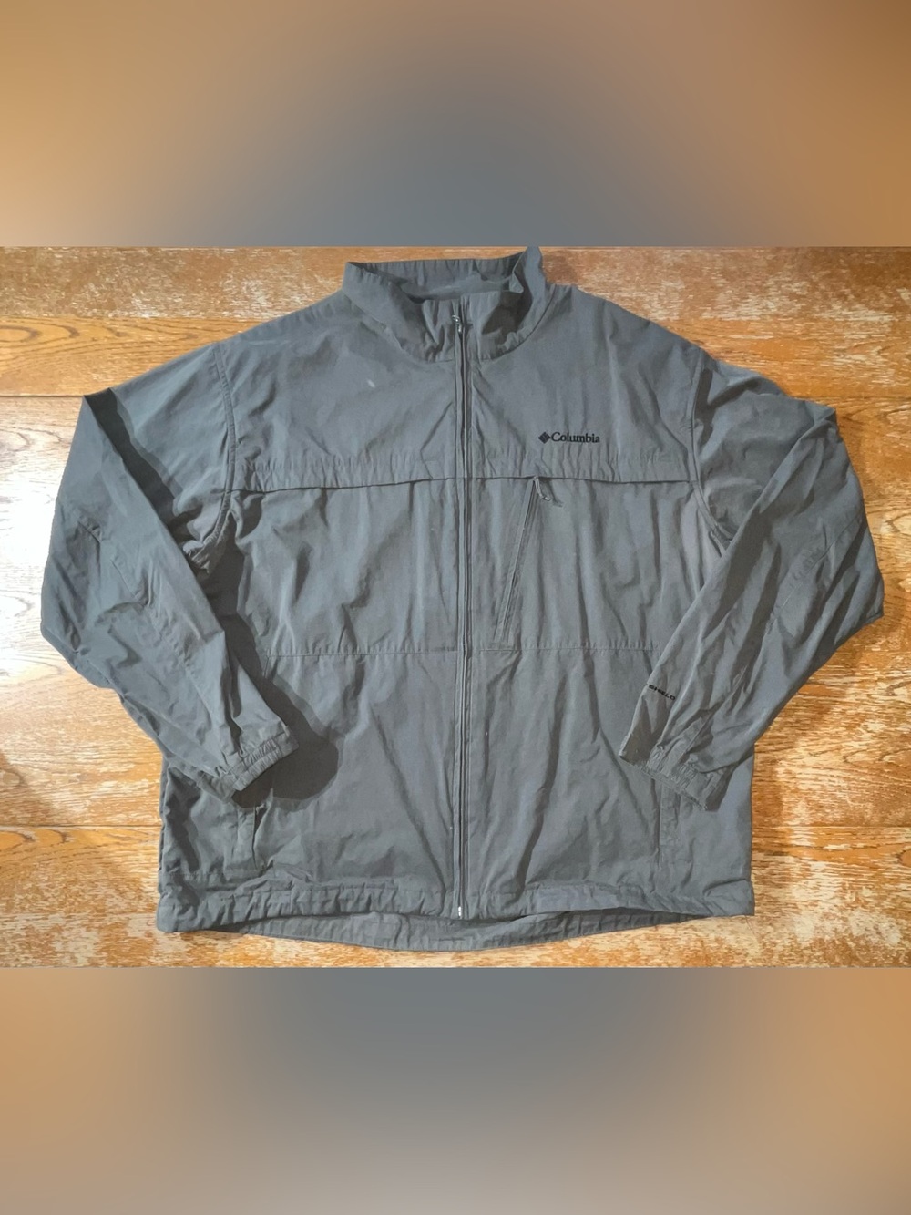 Vintage 90’s Columbia Omni Shield Full Zip Jacket Gray Toggle Drawstring Size 2X